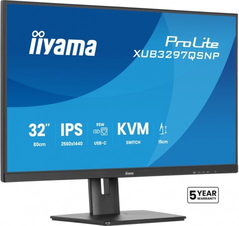 Monitor 32 cale XUB3297QSNP-B1 IPS,QHD,USB-C DOCK (95W), USB HUB 4x, KVM, RJ45 IIYAMA