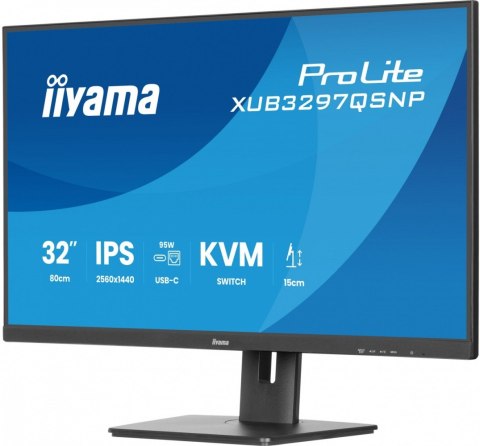 Monitor 32 cale XUB3297QSNP-B1 IPS,QHD,USB-C DOCK (95W), USB HUB 4x, KVM, RJ45 IIYAMA