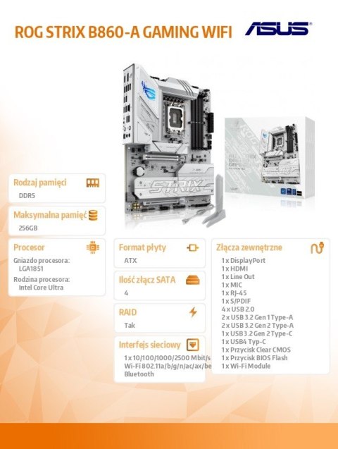 Płyta główna ROG STRIX B860-A GAMING WIFI s1851 4DDR5 USB ATX Asus