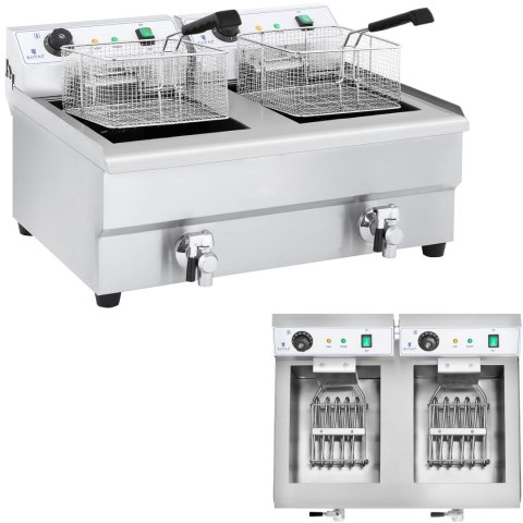 Frytkownica frytownica gastronomiczna dwukomorowa z kranami 230V 2x16L Royal Catering