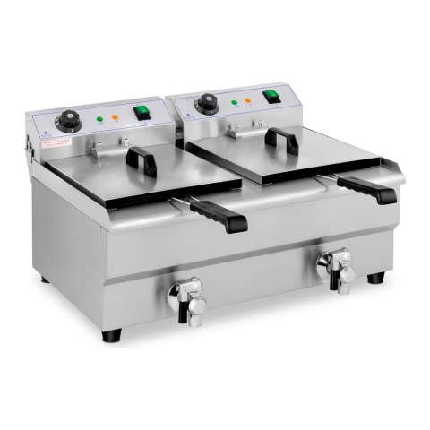Frytownica podwójna gastronomiczna elektryczna z kranem 230 V 2 x 3200W 2 x 13 L Royal Catering