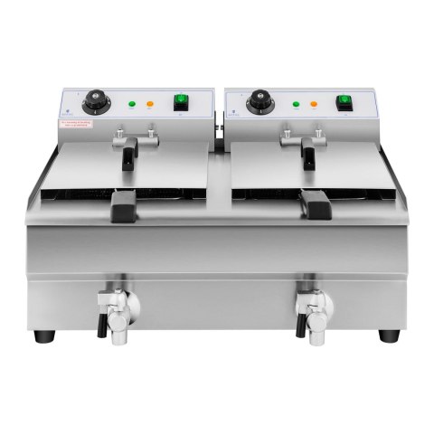 Frytownica podwójna gastronomiczna elektryczna z kranem 230 V 2 x 3200W 2 x 13 L Royal Catering