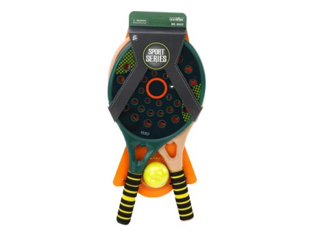 Zestaw 2 Rakietek Dla Dzieci Do Gry Padel Zielona Beżowa Piłka PU Żółta LEAN Toys
