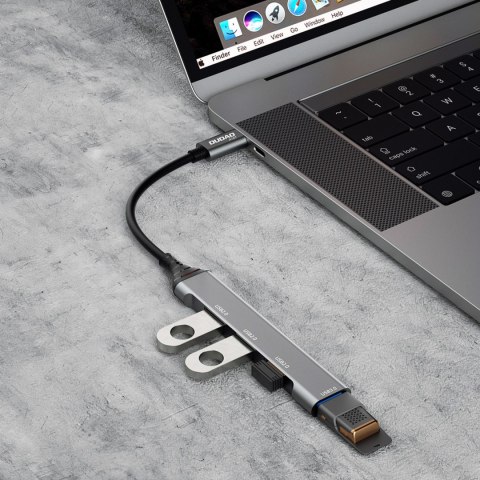 Adapter rozdzielacz HUB z gniazda USB-C na 4x USB czarny szary DUDAO