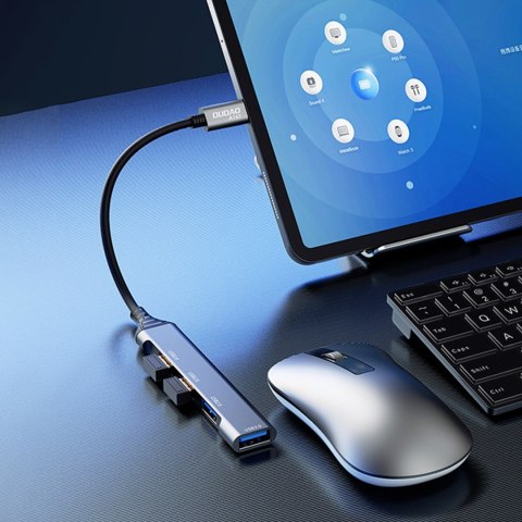 Adapter rozdzielacz HUB z gniazda USB-C na 4x USB czarny szary DUDAO