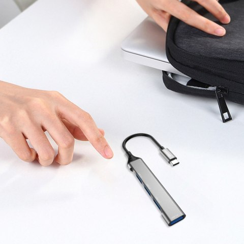 Adapter rozdzielacz HUB z gniazda USB-C na 4x USB czarny szary DUDAO