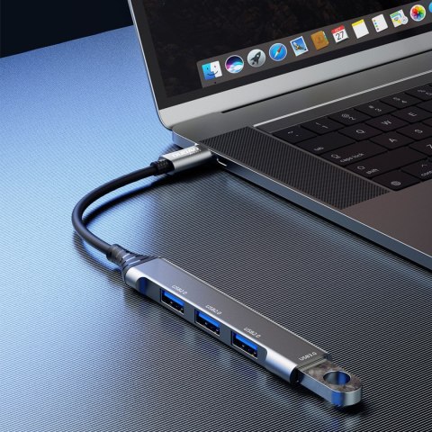 Adapter rozdzielacz HUB z gniazda USB-C na 4x USB czarny szary DUDAO