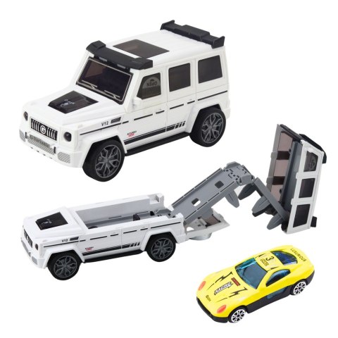 Auto Terenowe Metalowe Ukryty Samochodzik Światło Dźwięk Biały Niebieski LEAN Toys