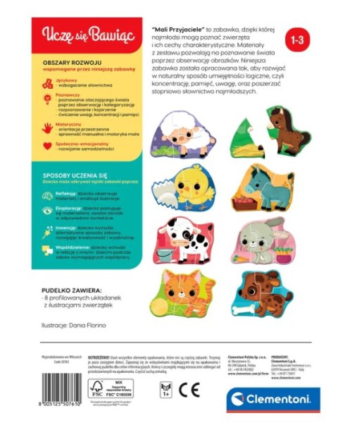 Puzzle Mali Przyjaciele Zwierzątka Farma Uczę się Bawiąc Język Polski Clementoni 50761 Clementoni