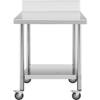 Stół blat roboczy przyścienny z rantem na kółkach 2 poziomy 60 x 80 cm STAL Royal Catering