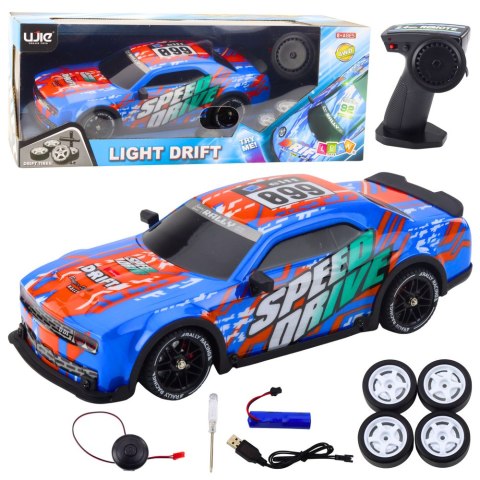 Auto Sportowe Zdalnie Sterowane RC Podświetlana Karoseria Drift Niebieskie LEAN Toys