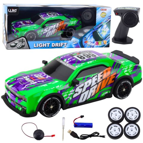 Auto Sportowe Zdalnie Sterowane RC Podświetlana Karoseria Drift Zielone LEAN Toys