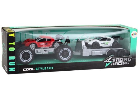 Auto Terenowe Czerwone Laweta Pojazd Sportowy Zestaw LEAN Toys