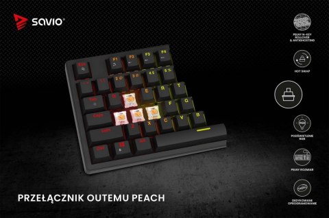 Klawiatura mechaniczna STYX Outemu Peach Silent Hot Swap RGB Savio