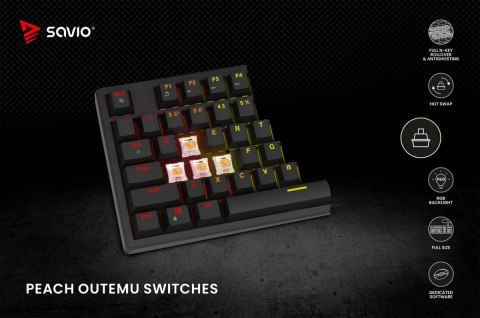 Klawiatura mechaniczna STYX Outemu Peach Silent Hot Swap RGB Savio