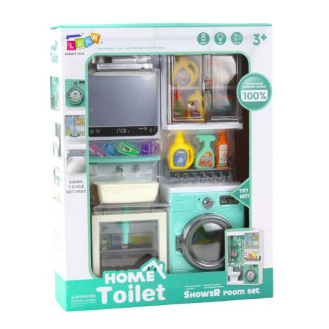 Łazienka Zabawkowa Umywalka Szafka Akcesoria Światła Dźwięki LEAN Toys