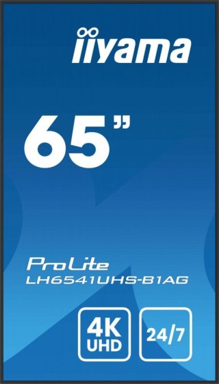 Monitor 65 cali LH6541UHS-B1AG VA,4K,24/7,LAN,USB,HDMI,500cd/m2, Haze(25%),2x10W,Pion/Poziom IIYAMA