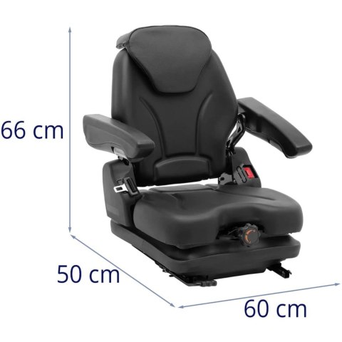 Siedzenie fotel regulowany z podłokietnikami i pasem do ciągnika siedzisko 46x46cm Hillvert