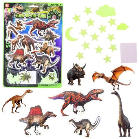 Naklejki Fluorescencyjne Świecące Na Ścianę Dinozaury Gwiazdki LEAN TOYS