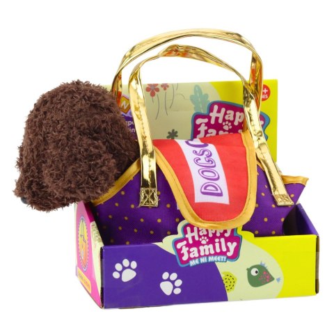 Piesek Pudel W Torbie Na Rzep Maskotka Przytulanka Ciemnobrązowy LEAN Toys