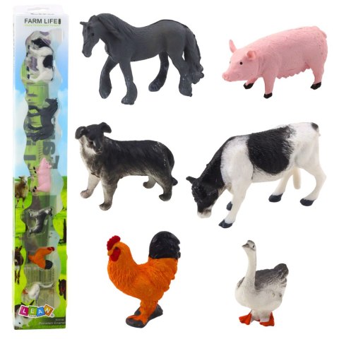 Zestaw Mini Figurki Krowa Koń Świnia Pies Kogut Gęś 3-5cm 6szt. LEAN TOYS