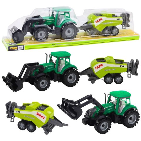 Zestaw Traktor Z Ładowaczem i Prasą Rolniczą Zielony LEAN Toys