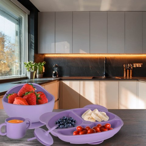 Naczynia silikonowe dla dzieci zestaw 8 elementów fioletowe Kik Sp. z o. o. Sp. k.