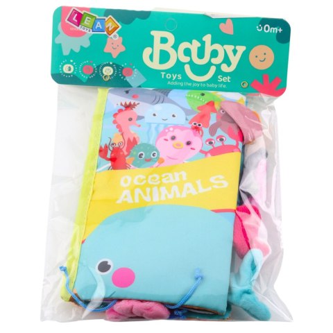Miękka Książeczka Sensoryczna Zwierzęta Morskie Szeleszcząca Piszczałka LEAN Toys