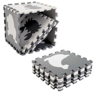 Miękkie Puzzle Mata Edukacyjna Dinozaury Pianka EVA Beżowe Szare 9 el. LEAN Toys