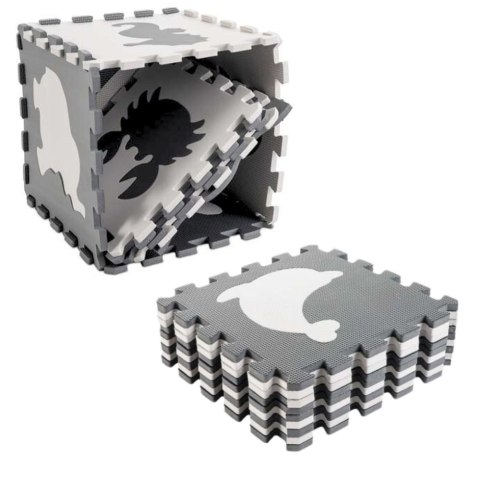 Miękkie Puzzle Mata Edukacyjna Dinozaury Pianka EVA Beżowe Szare 9 el. LEAN Toys