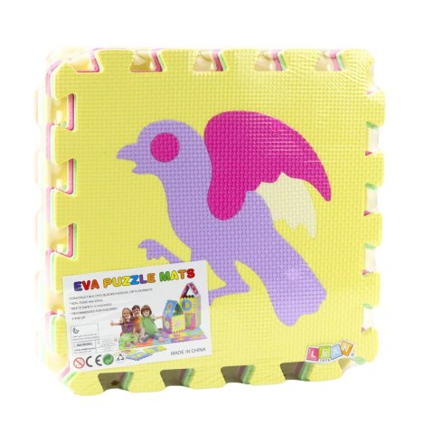 Miękkie Puzzle Mata Edukacyjna Zwierzęta Pianka EVA Kolorowe 9 el. LEAN Toys