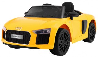 Audi R8 Spyder na akumulator Żółty + Pilot + EVA + Wolny Start + Radio MP3 + LED