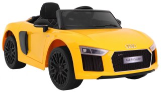 Audi R8 Spyder na akumulator Żółty + Pilot + EVA + Wolny Start + Radio MP3 + LED