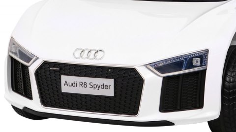 Audi R8 na akumulator dla dzieci Biały + Pilot + EVA + Wolny Start + MP3 LED