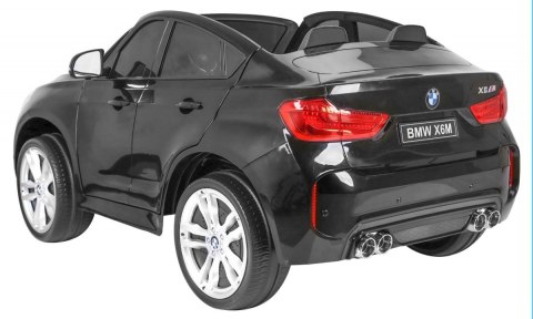 BMW X6M XXL dla 2 dzieci Czarny + Pilot + Ekoskóra + Pasy + Wolny Start + MP3 USB + LED