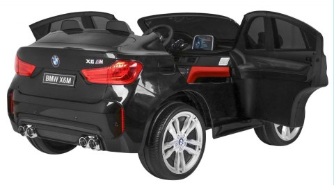 BMW X6M XXL dla 2 dzieci Czarny + Pilot + Ekoskóra + Pasy + Wolny Start + MP3 USB + LED