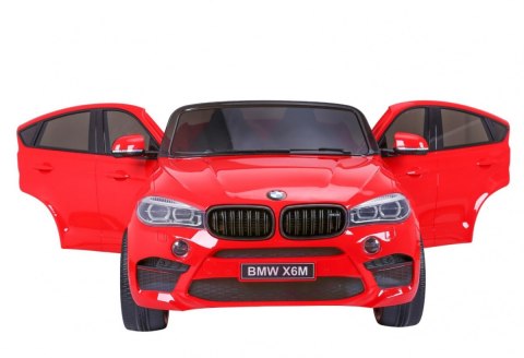 BMW X6M XXL dla 2 dzieci Czerwony + Pilot + Ekoskóra + Pasy + Wolny Start + MP3 USB + LED