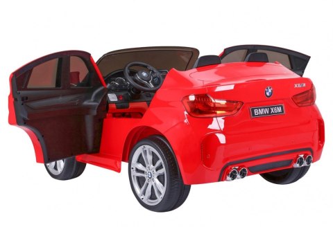 BMW X6M XXL dla 2 dzieci Czerwony + Pilot + Ekoskóra + Pasy + Wolny Start + MP3 USB + LED