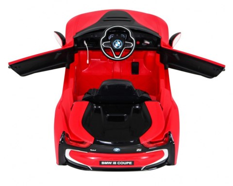 BMW I8 Lift Auto na akumulator Czerwony + Pilot + Wolny Start + 3-pkt pasy + MP3 USB + LED