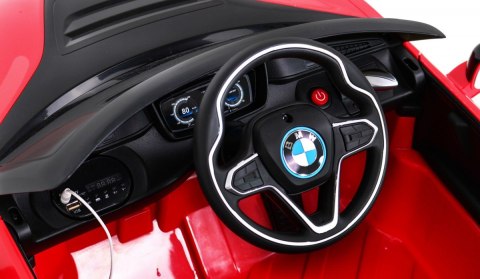 BMW I8 Lift Auto na akumulator Czerwony + Pilot + Wolny Start + 3-pkt pasy + MP3 USB + LED