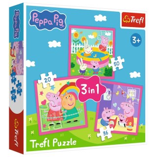 Puzzle - 3w1 (20, 36, 60) - Peppa i przyjaciele - Świnka Peppa - Trefl 34873 Trefl Puzzle
