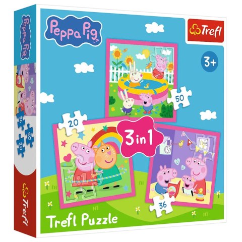 Puzzle - 3w1 (20, 36, 60) - Peppa i przyjaciele - Świnka Peppa - Trefl 34873 Trefl Puzzle