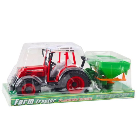 Traktor Pojazd Rolniczy Farmerski Z Siewnikiem Czerwony 34cm LEAN Toys