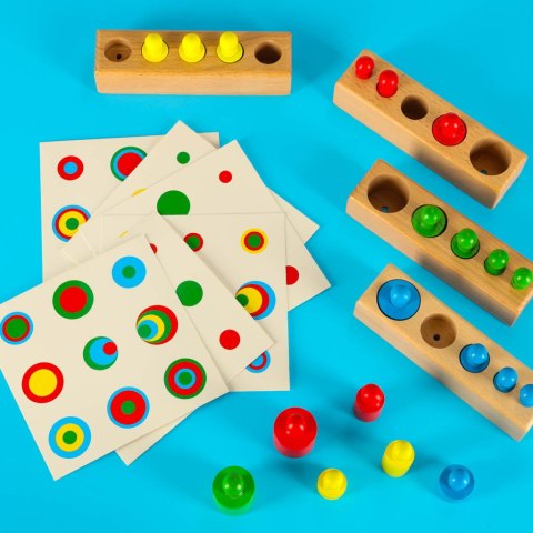 Odważniki cylindry drewniane gra układanka montessori kolorowe Kik Sp. z o. o. Sp. k.