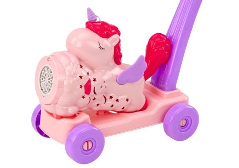 Maszyna Do Baniek Mydlanych Jeździk Jednorożec Światła Dźwięki Różowy LEAN Toys