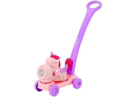 Maszyna Do Baniek Mydlanych Jeździk Jednorożec Światła Dźwięki Różowy LEAN Toys