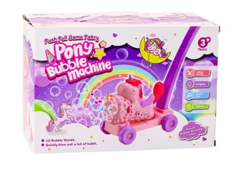 Maszyna Do Baniek Mydlanych Jeździk Jednorożec Światła Dźwięki Różowy LEAN Toys