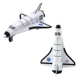 Statek Kosmiczny Metalowy Napęd Pull-Back Biały Oznaczenia LEAN Toys