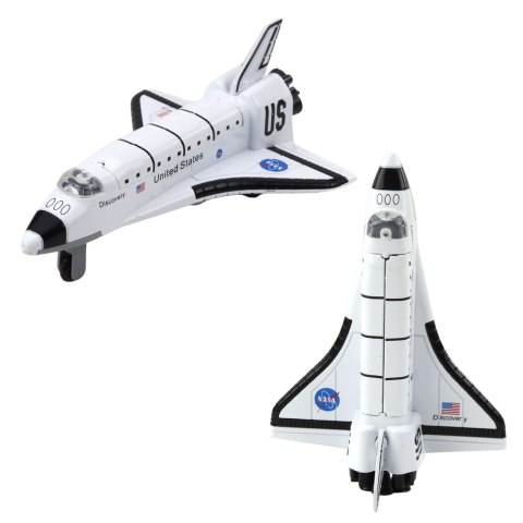 Statek Kosmiczny Metalowy Napęd Pull-Back Biały Oznaczenia LEAN Toys
