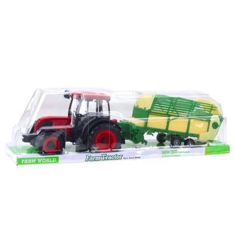 Traktor Rolniczy Farmerski Z Zielono-Żółtą Przyczepą Czerwony 50cm LEAN Toys